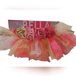 Small Dog Pink and Gold Tutu with Floral Accents
